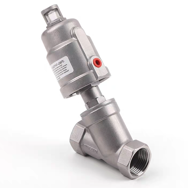 Stainless Steel 2 Way Pneumatic Angle Seat Type Thread Plastic Head Air Control Pneumatic Angle Seat Valve
