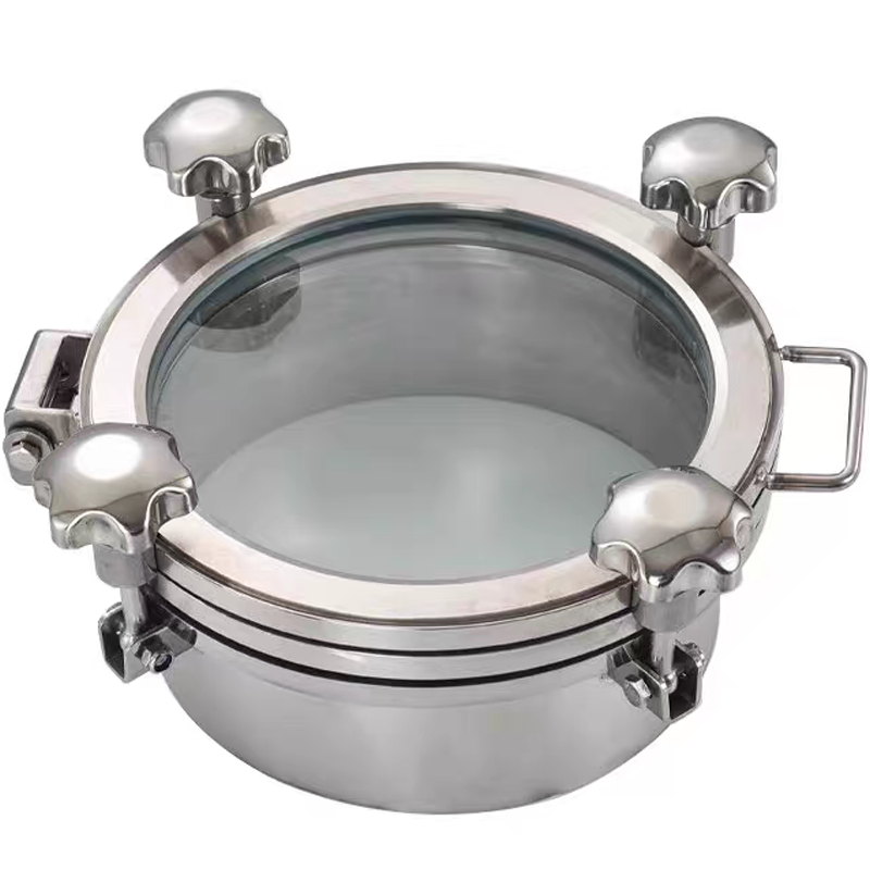 Sanitary Stainless Steel SS304 SS316L Rectangular Round Glass Manhole Cover for Tank