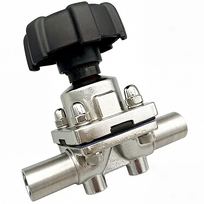 Sanitary Manually Operated 2-Way Diaphragm Valve with Stainless Steel Body and welded end