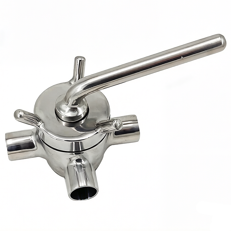 SS316L Sanitary Top Quality Rotary Welded End 3A Manual 3 Way Plug Divert Valve Price Wenzhou Junteng